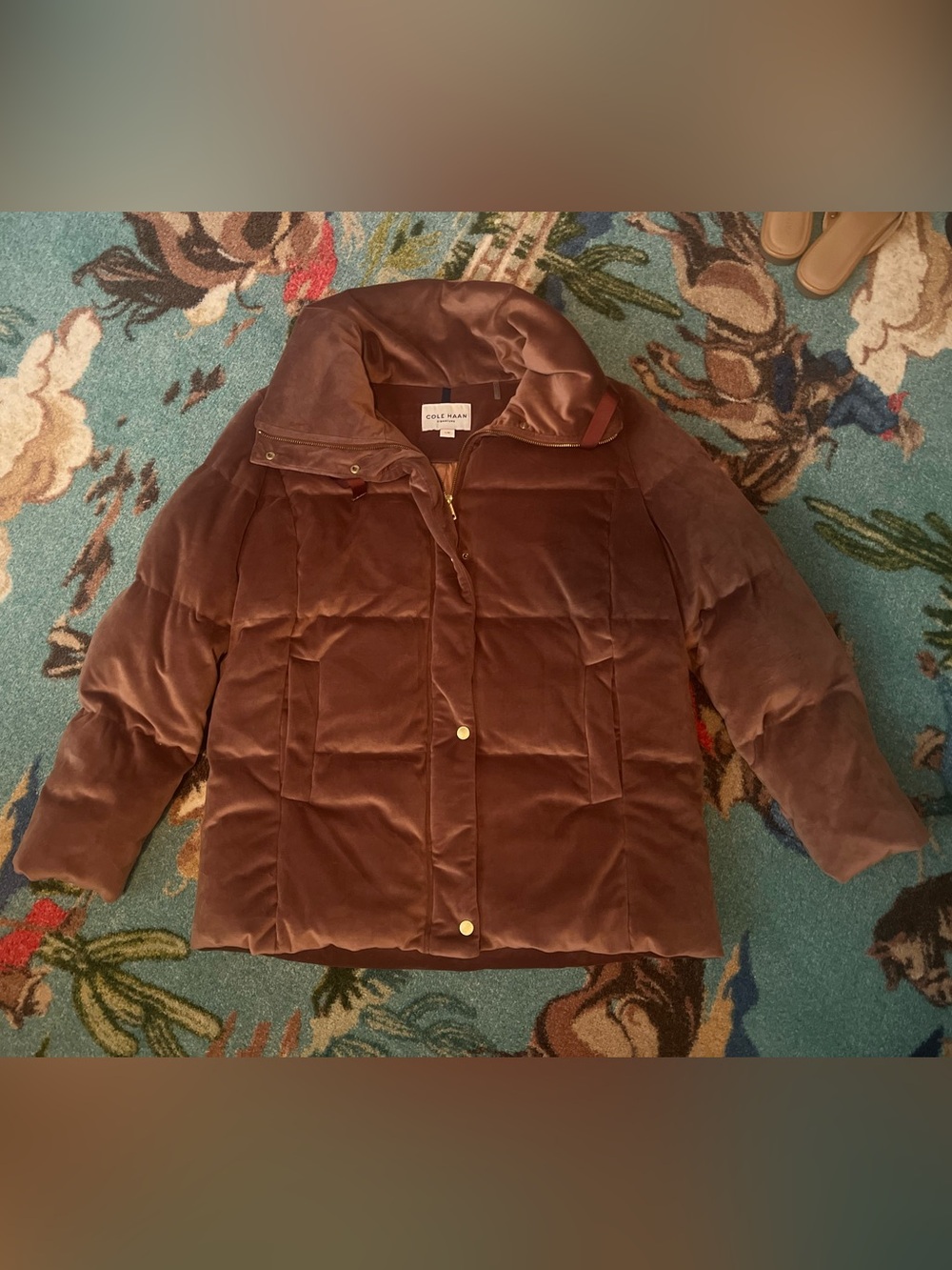 Cole Haan Women's Mauve Velvet Puffer Coat